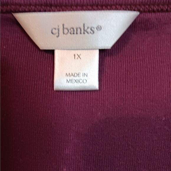 Women's Burgundy Embroidered Look Top - Picture 2 of 4